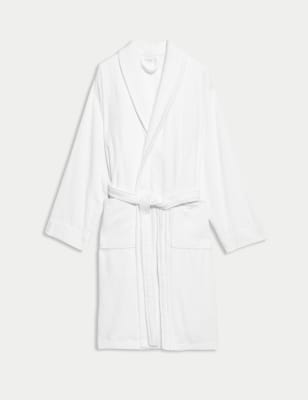 

Mens M&S Collection Pure Cotton Towelling Dressing Gown - White, White