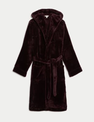 

Mens Autograph Fleece Supersoft Hooded Dressing Gown - Raisin, Raisin