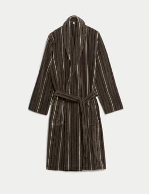

Mens Autograph Pure Cotton Velour Striped Dressing Gown, Mole