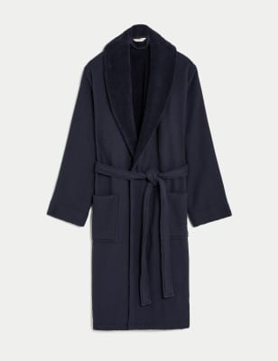 

Mens M&S Collection Pure Cotton Waffle Dressing Gown - Navy, Navy