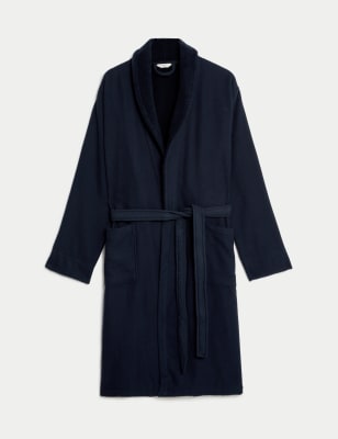 

Mens M&S Collection Waffelpiqué-Morgenmantel aus reiner Baumwolle - Dark Navy, Dark Navy