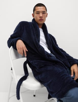 

Mens M&S Collection Fleece Supersoft Dressing Gown - Midnight Navy, Midnight Navy