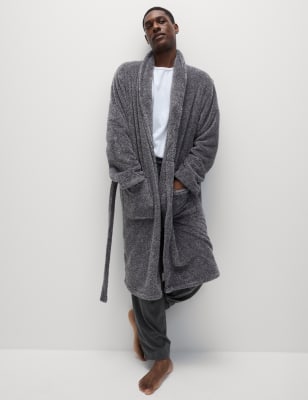 

Mens M&S Collection Fleece Supersoft Dressing Gown - Grey Marl, Grey Marl