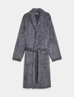 

Mens M&S Collection Fleece Supersoft Dressing Gown - Grey Marl, Grey Marl