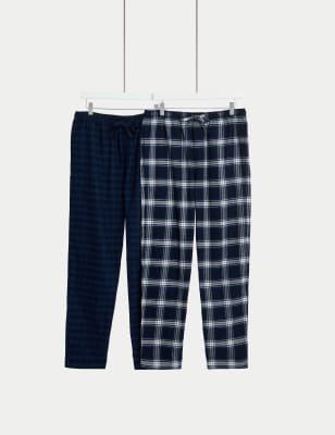 

Mens M&S Collection 2pk Pure Cotton Checked Pyjama Bottoms - Navy Mix, Navy Mix