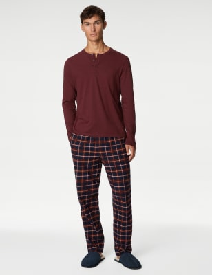 

Mens M&S Collection Brushed Cotton Checked Pyjama Set - Burgundy Mix, Burgundy Mix