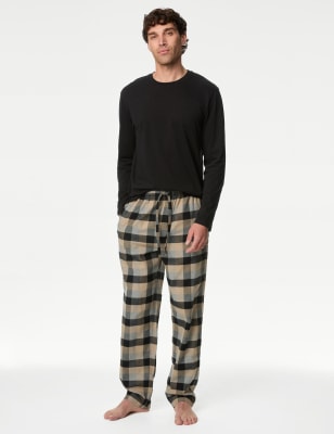 

Mens M&S Collection Brushed Cotton Checked Pyjama Set - Black Mix, Black Mix