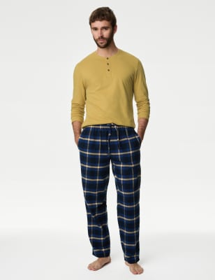 

Mens M&S Collection Brushed Cotton Checked Pyjama Set - Yellow Mix, Yellow Mix