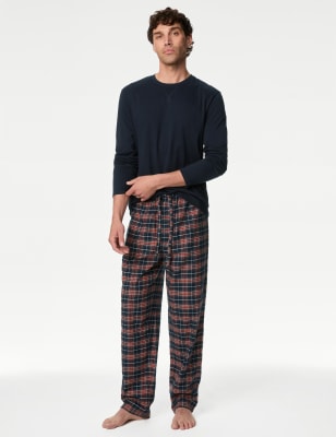 

Mens M&S Collection Brushed Cotton Checked Pyjama Set - Navy Mix, Navy Mix