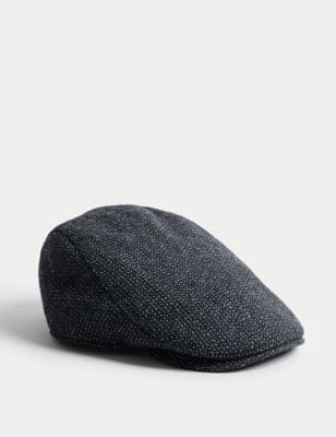 

Mens M&S SARTORIAL Wool Rich Textured Flat Cap with Stormwear™ - Navy Mix, Navy Mix