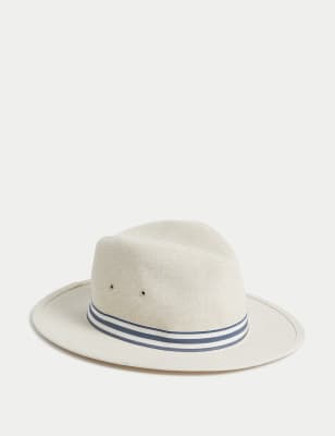 

Mens M&S Collection Linen Cotton Broad Brim - Stone, Stone