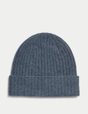 

Mens Autograph Pure Cashmere Beanie Hat - Blue Mix, Blue Mix