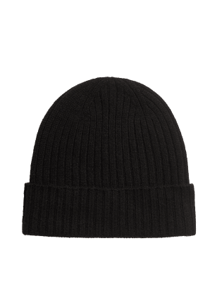 

Mens Autograph Pure Cashmere Beanie Hat - Black, Black