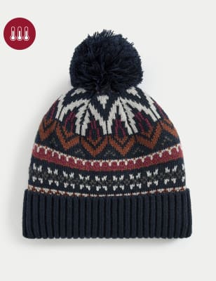 

Mens M&S Collection Fair Isle Beanie Hat - Navy Mix, Navy Mix