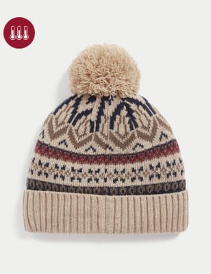 

Mens M&S Collection Fair Isle Beanie Hat - Natural Mix, Natural Mix