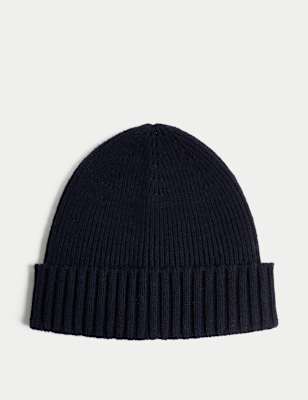 

Mens M&S Collection Wool Blend Knitted Beanie Hat - Navy, Navy