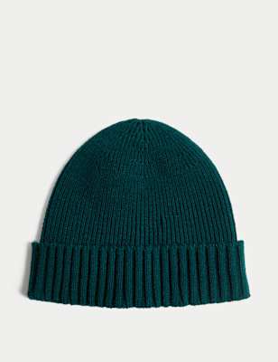 

Mens M&S Collection Wool Blend Knitted Beanie Hat - Green, Green