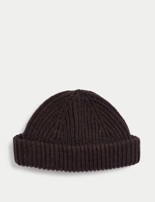 

Mens M&S x Ian Wright Ribbed Fisherman Beanie - Raisin, Raisin