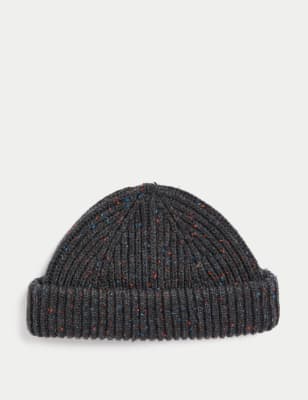 

Mens M&S x Ian Wright Ribbed Fisherman Beanie - Charcoal, Charcoal