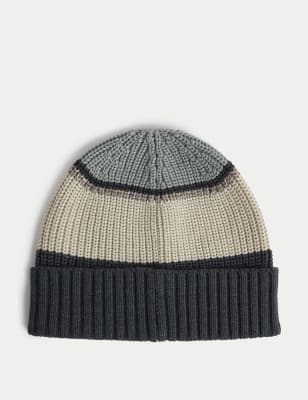 

Mens M&S Collection Colourblock Beanie Hat - Grey Mix, Grey Mix