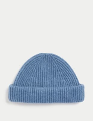 

Mens M&S x Ian Wright Ribbed Fisherman Beanie - Blue, Blue