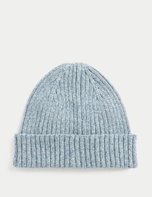 

Mens M&S Collection Pure Cotton Beanie Hat - Blue Mix, Blue Mix