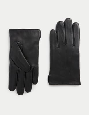 

M&S Collection Guantes de piel con Thermowarmth™Mens - Black, Black