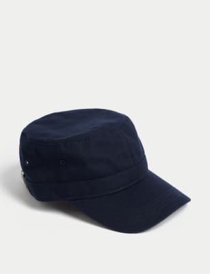 M&S Men's Pure Cotton Baseball Cap - Dark Navy, Dark Navy,Light Sand