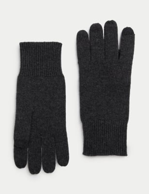 

Mens Autograph Pure Cashmere Knitted Gloves - Charcoal, Charcoal