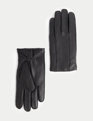 

Mens Autograph Leather Cashmere Lined Gloves - Black, Black