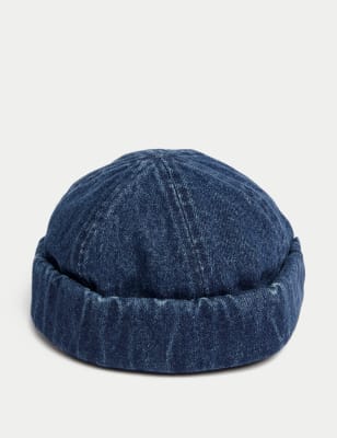 

Mens M&S x Ian Wright Pure Cotton Denim Docker Hat - Blue, Blue