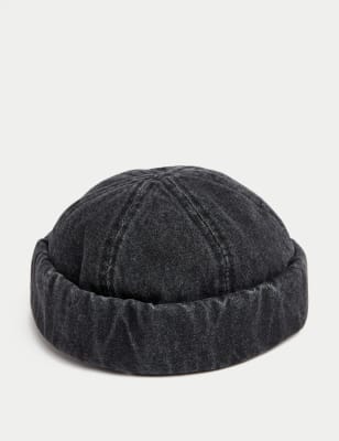 

Mens M&S x Ian Wright Pure Cotton Denim Docker Hat - Charcoal, Charcoal