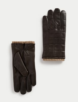 

JAEGER Mens Gesteppte Lederhandschuhe - Brown, Brown