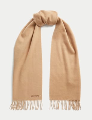 

JAEGER Mens Pure Cashmere Woven Scarf - Camel, Camel