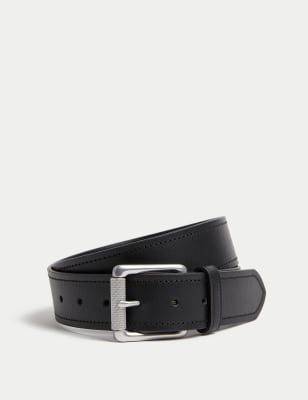 

Mens M&S Collection Leather Stitch Detail Belt - Black, Black