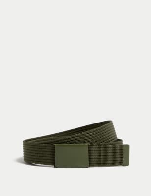 

Mens M&S Collection Textured Clip Belt - Khaki, Khaki