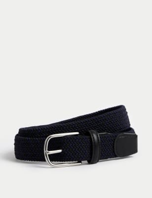 

Mens M&S Collection Stretch Woven Active Waist Belt, Blue Mix