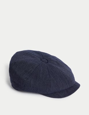 

Mens M&S Collection Checked Baker Boy Hat with Stormwear - Navy Mix, Navy Mix