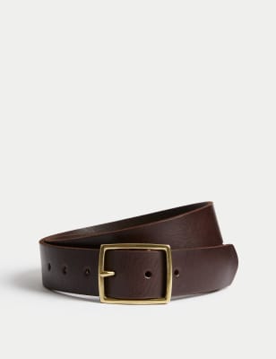 

Mens M&S Collection Leather Rectangular Buckle Smart Belt - Brown, Brown