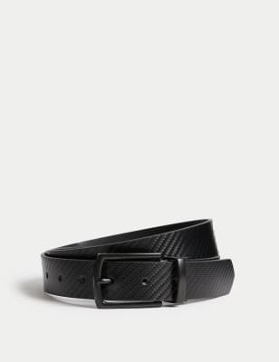 

Mens M&S Collection Leather Textured Reversible Belt - Black, Black