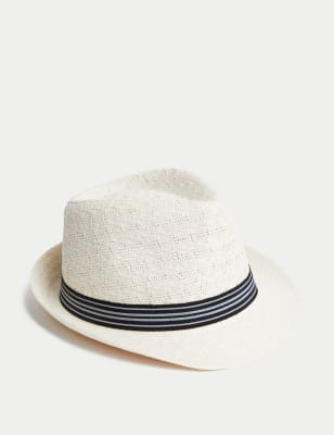 

Mens M&S Collection Textured Trilby - White Mix, White Mix