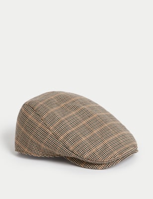 

Mens M&S SARTORIAL Checked Flat Cap with Stormwear™ - Brown Mix, Brown Mix