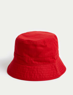 

Mens M&S Collection Pure Cotton Herringbone Bucket Hat - Red, Red