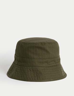 

Mens M&S Collection Pure Cotton Herringbone Bucket Hat - Khaki, Khaki