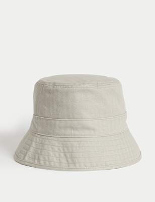 

Mens M&S Collection Pure Cotton Herringbone Bucket Hat, Stone