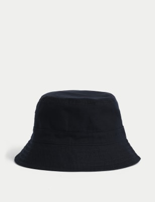 

Mens M&S Collection Pure Cotton Reversible Bucket Hat, Navy/Grey