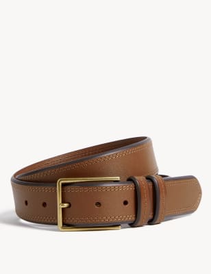 

Mens M&S Collection Leather Stitch Detail Belt - Light Tan, Light Tan