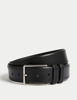 

Mens M&S Collection Leather Stitch Detail Belt - Black, Black