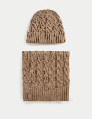 

Mens M&S Collection Cable Knit Hat and Scarf Set - Natural Mix, Natural Mix