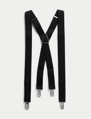 

Mens M&S Collection Adjustable Braces - Black, Black